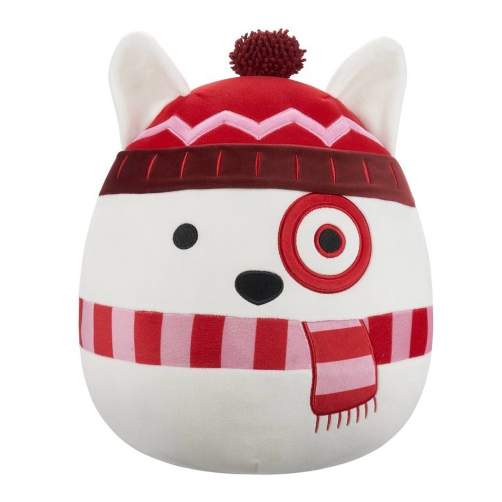 NWT 2024 Squishmallow Bullseye Target Dog Mascot Winter Berry 12” Christmas